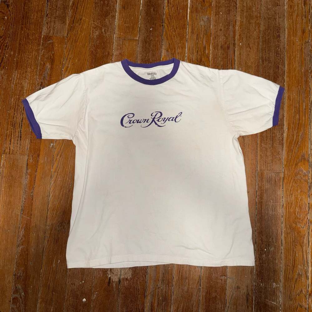 Crown Royal Logo Ringer T-Shirt White with Purple Trim